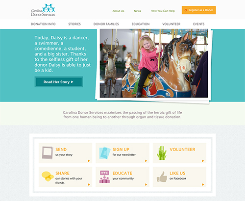 beautiful nonprofit website for Carolina Donor Services