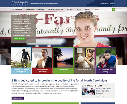 beautiful nonprofit website for Z Smith Reynolds Foundation